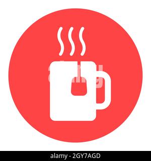 Icône de glyphe blanche avec contour de tasse à thé. Panneau de l'espace de travail. Symbole graphique pour la conception de votre site Web, votre logo, votre application, votre interface utilisateur. Illustration vectorielle, EPS10. Banque D'Images