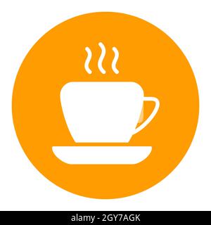Icône de glyphe blanche avec contour de tasse à café. Panneau commercial. Symbole graphique pour la conception de votre site Web, votre logo, votre application, votre interface utilisateur. Illustration vectorielle, EPS10. Banque D'Images