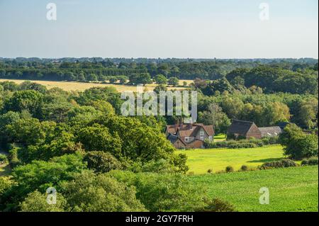 Vue fantastique sur Norfolk Broads depuis le sommet de la tour de l'église St Helen à Ranworth, Norfolk, Angleterre. Banque D'Images