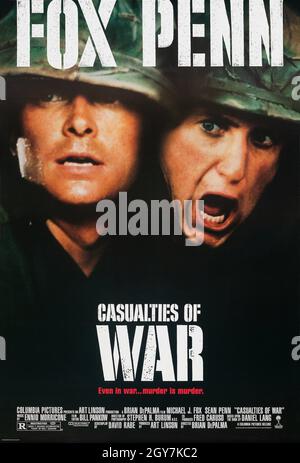 Victimes de l'année de guerre : 1989 États-Unis Directeur : Brian de Palma Michael J. Fox, Sean Penn affiche américaine Banque D'Images