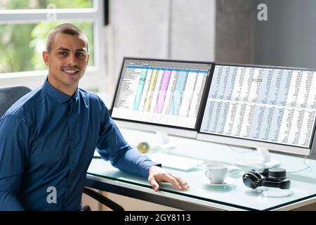 Employé d'analyste de feuille de calcul ou médecin-hygiéniste professionnel Banque D'Images