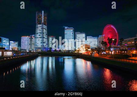 Yokohama Minato Mirai lumière entière (Noël 2019). Lieu de tournage : préfecture de kanagawa, ville de Yokohama Banque D'Images