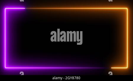 Animation couleur générée par ordinateur. Cadre de rendu 3D de couleur bleu et rose sur fond noir Banque D'Images