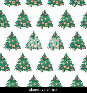 Motif sapin de Noël sans coutures.Noël cadre festif avec sapins.Illustration du vecteur plat de la nouvelle année Illustration de Vecteur