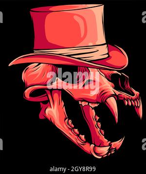 illustration du crâne de tigre avec chapeau Banque D'Images