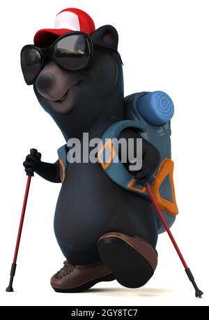 Ours 3D cartoon character backpacker Banque D'Images