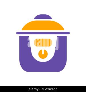 Icône de glyphe vectoriel de crock pot à cuisson lente. Appareil électrique de cuisine. Symbole graphique pour la conception du site Web de cuisine, le logo, l'application, l'interface utilisateur Banque D'Images