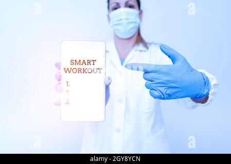 Affiche de texte montrant Smart Workout, Business Approach properlydesigned exercice pour maximiser la croissance musculaire démontrer la présentation de la technologie médicale Banque D'Images