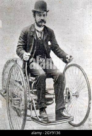 EDWARD BUTLER (1862-1940) inventeur anglais d'une première automobile à trois roues le cycle essence de Butler Banque D'Images