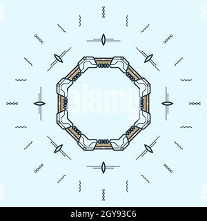 Illustration de la conception du mandala sur fond bleu Banque D'Images