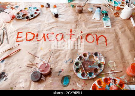 Composition jeu de fournitures pour le dessin d'aquarelles Banque D'Images