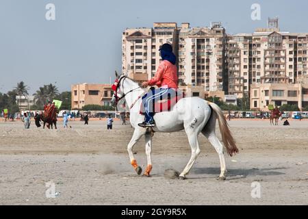 Style de vie à Clifton Beach à Karachi, Pakistan Banque D'Images