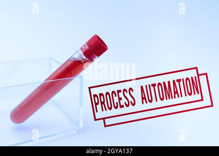 Affiche de texte montrant l'automatisation des processus, idée d'entreprise l'utilisation de la technologie pour automatiser les actions d'affaires présentant des échantillons médicaux tests de laboratoire N Banque D'Images