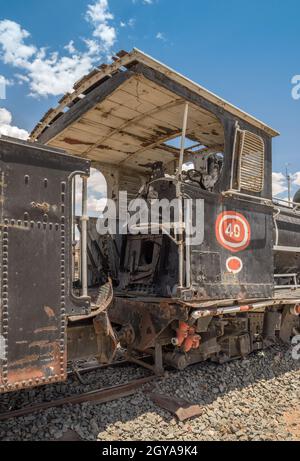 Ancienne locomotive à vapeur à la gare d'Usakos, Erongo, Namibie Banque D'Images