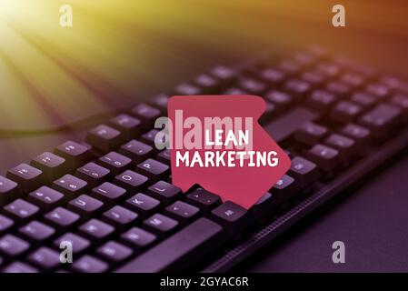 Affiche affichant Lean Marketing, Internet concept en charge de tester la stratégie de vente au détail et de spot qui travaille de manière experte en tapant des listes de membres en ligne Banque D'Images