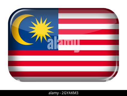 Un bouton rectangulaire d'icône web en Malaisie avec une illustration 3d de masque Banque D'Images