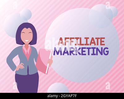 Affichage conceptuel Affiliation Marketing, Business overview compensation aux éditeurs tiers pour générer des leads Résumé discuter des nouvelles importantes, Banque D'Images