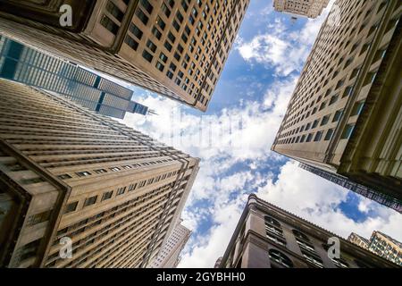 Vue sur le bâtiment d'époque de Chicago dans le quartier financier, il, USA Banque D'Images