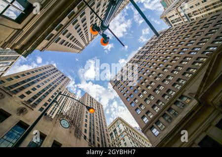 Vue sur le bâtiment d'époque de Chicago dans le quartier financier, il, USA Banque D'Images