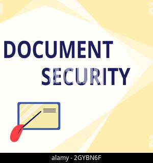 Écriture Affichage de texte sécurité des documents, Business concept signifie dans lequel les documents importants sont classés ou stockés dessin de carte avec le pointeur de la main STI Banque D'Images