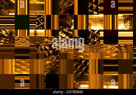 Illustration abstraite des carrés qui se croisent dans des tons d'or.Image texturée de la surface d'une structure carrée.Illustration abstraite.Couleurs or. Banque D'Images