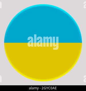 Drapeau 3D de l'Ukraine sur le cercle d'avatar. Banque D'Images