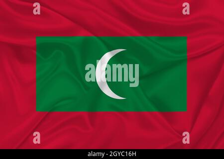 3D drapeau des Maldives sur tissu froissé. Banque D'Images