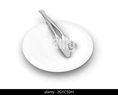 3D render of a plate avec couverts Banque D'Images