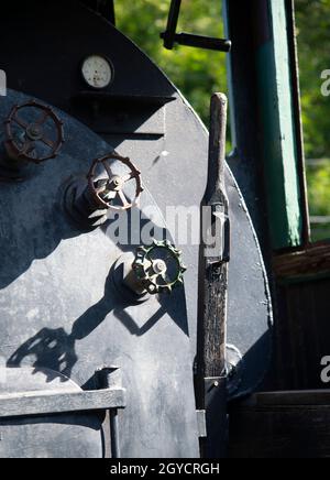 Contrôle des moteurs de train à la gare et au musée de Chester, Massachusetts, États-Unis Banque D'Images