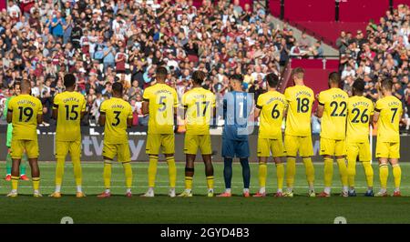 Londres, Royaume-Uni.03ème octobre 2021.L'équipe de Brentford a été formée lors du match de la première Ligue entre West Ham United et Brentford au parc olympique de Londres, en Angleterre, le 3 octobre 2021.Photo par Andrew Aleksiejczuk/Prime Media Images.Crédit : Prime Media Images/Alamy Live News Banque D'Images