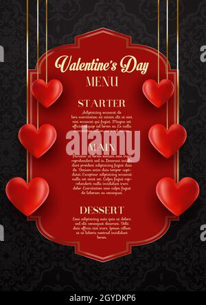 Menu design élégant pour la Saint-Valentin Banque D'Images