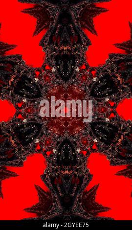 Motif kaléidoscope motif rouge d'étoile de sanglant. Taches sanglantes image verticale Banque D'Images