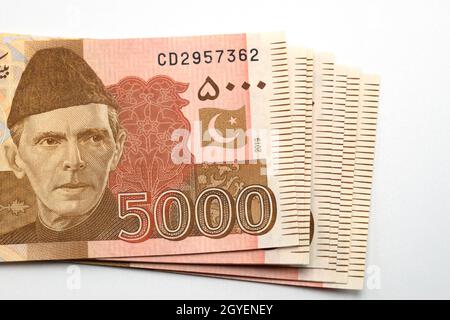 Roupies pakistanaises, billets de change pakistanais, 5000 roupies Banque D'Images