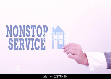 Texte montrant l'inspiration non stop Service, Word pour le service qui est disponible à tout moment et habituellement chaque jour planification sur le passage à de nouvelles idées de maison, Cr Banque D'Images