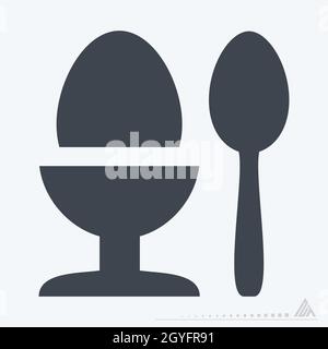 Icon bouilli Egg - style glyphe - illustration simple, contour modifiable, modèle vectoriel, idéal pour les tirages, les affiches,publicités, annonces, Illustration de Vecteur