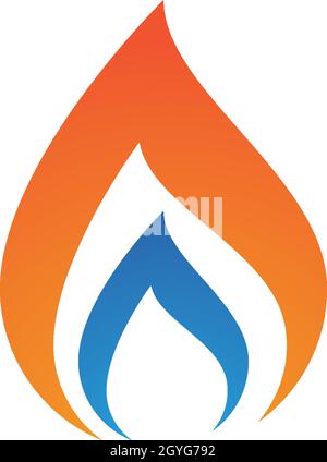 Feu flamme Modèle Logo Icône vecteur Pétrole, gaz et énergie concept logo Illustration de Vecteur