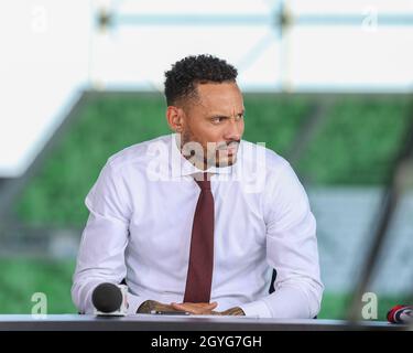 7 octobre 2021 : Jermaine Jones, ancienne joueuse professionnelle de football et commentatrice d'ESPN, avant le début d'une coupe du monde de la FIFA entre les États-Unis et la Jamaïque, le 7 octobre 2021 à Austin, Texas.Les États-Unis ont gagné 2-0.(Image de crédit : © Scott Coleman/ZUMA Press Wire) Banque D'Images