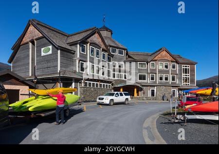 Alyeska Resort & Hotel Alyeska est un domaine skiable situé à GIRDWOOD, EN ALASKA. Banque D'Images