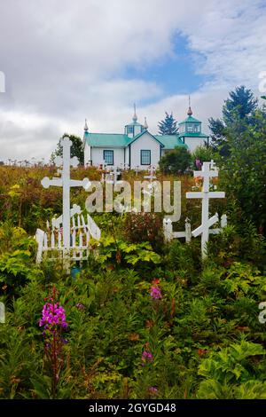 L'église orthodoxe russe de la Sainte Assomption est située près de Soldatna sur la PÉNINSULE DE KENAI - ALASKA Banque D'Images