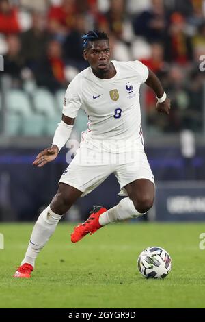 Turin, Italie, 7 octobre 2021.Paul Pogba de France pendant le match de l'UEFA Nations League au stade Juventus, à Turin.Le crédit photo devrait se lire: Jonathan Moscrop / Sportimage Banque D'Images