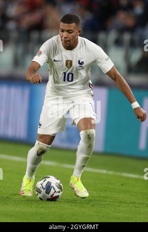 Turin, Italie, 7 octobre 2021.Kylian Mbappe de France lors du match de l'UEFA Nations League au stade Juventus, à Turin.Le crédit photo devrait se lire: Jonathan Moscrop / Sportimage Banque D'Images