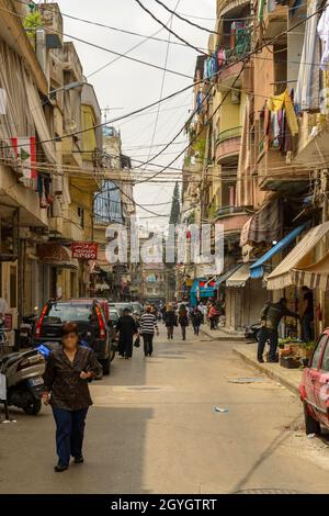 LIBAN, MONT LIBAN, RUE DANS LE DISTRICT ARMÉNIEN DE BOURJ HAMMOUD Banque D'Images