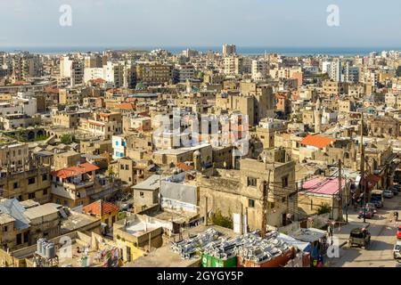 LIBAN, NORD-LIBAN, TRIPOLI, TRIPOLI VUE DEPUIS LE CHÂTEAU DE SAINT-GILLES Banque D'Images