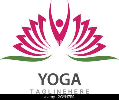 Méditation yoga modèle logo vecteur icône conception Illustration de Vecteur