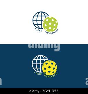 Illustration vectorielle du logo Pickleball.Emblème de sport du ballon rond et du globe. Illustration de Vecteur