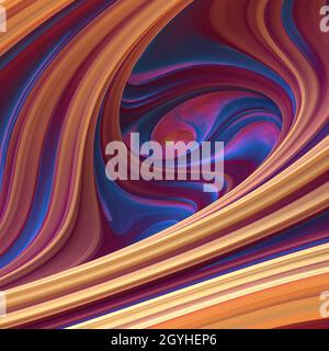 Formes de fluide torsadé abstraites lumineuses.Rendu 3D. Banque D'Images