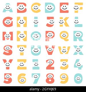 Un jeu de lettres et de chiffres amusants de caractères, de l'art de clip vectoriel Illustration de Vecteur