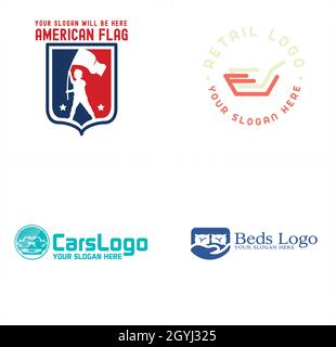 Ensemble de logo design commerce de détail Illustration de Vecteur