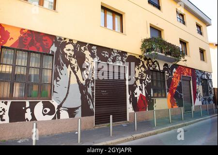 Europe, Italie, Lombardie, Milan, quartier Ortica.Art de rue avec des peintures murales de l'or.Me.Projet d'Ortica Memoria.Mur du mouvement des travailleurs du Banque D'Images