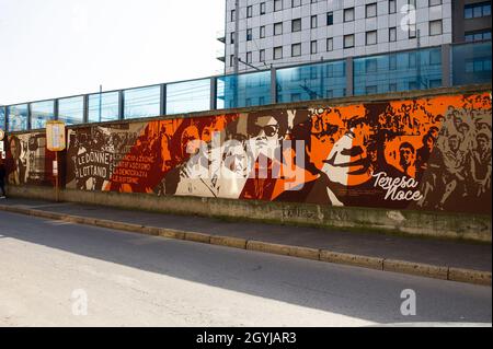 Europe, Italie, Lombardie, Milan, quartier Ortica.Art de rue avec des peintures murales de l'or.Me.Projet d'Ortica Memoria.Mur du mouvement des travailleurs du Banque D'Images